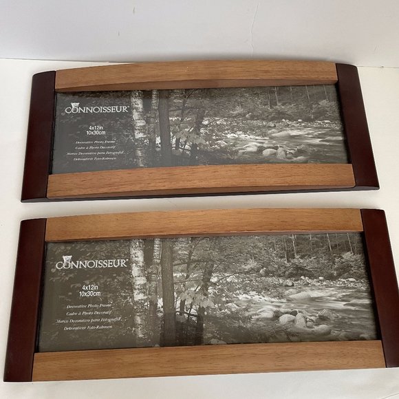 Vintage Connoisseur Minimalist Wood Panoramic 4x12” Photo Picture Frame NOS Thai - Picture 1 of 6